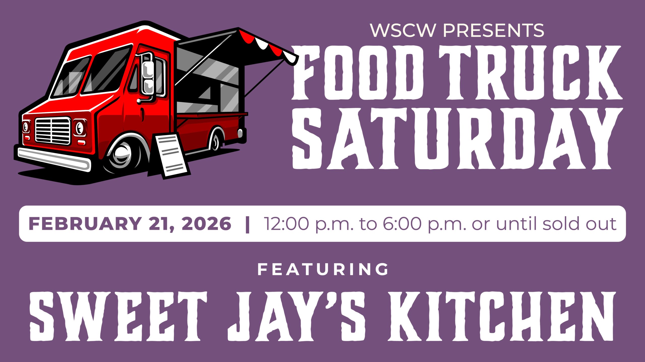 Food Truck Saturday Event featuring Sweet Jay's Kitchen at West Sandy Creek Winery