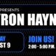 Promotional Graphic reading WSCW presents Byron Haynie, Sunday August 9 Join Us 2-5PM
