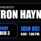 A black and blue flyer for a live music event on October 3, 2026, 4-7pm. WSC Winery presents Byron Hayne.