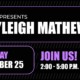A black and purple flyer for a live music event on October 25, 2026, 2-5pm. WSC Winery presents Kayleigh Mathews.
