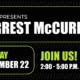 A black and green flyer for a live music event on November 22, 2026, 2-5pm. WSC Winery presents Forrest McCurren.