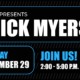 A black and blue flyer for a live music event on November 29, 2026, 2-5pm. WSC Winery presents Trick Myers.