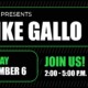 A black and green flyer for a live music event on December 6, 2026, 2-5pm. WSC Winery presents Mike Gallo.