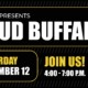 A black and yellow flyer for a live music event on December 12, 2026, 4-7pm. WSC Winery presents Loud Buffalo.