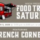 A grey flyer for the food truck event on December 5, 2026, 12-6pm. WSC Winery presents Food Truck Saturday featuring French Corner.