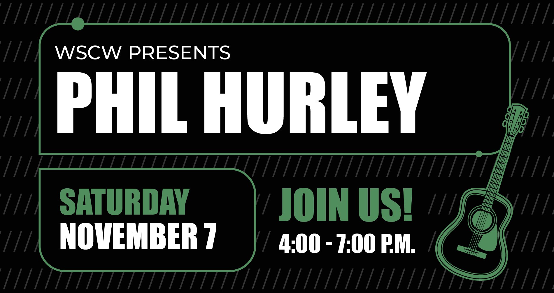 Live music flyer with black and green details anouncing